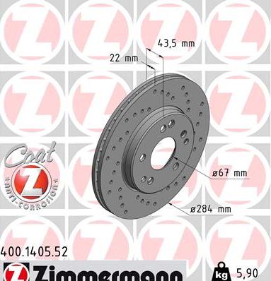 Zimmermann 400.1405.52 - Тормозной диск unicars.by