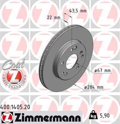 Zimmermann 400.1405.20 - Тормозной диск unicars.by