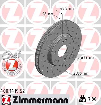 Zimmermann 400.1419.52 - Тормозной диск unicars.by