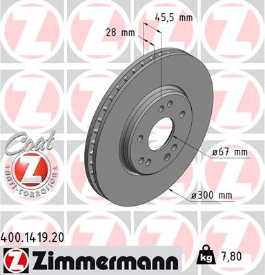 Zimmermann 400.1419.20 - Тормозной диск unicars.by