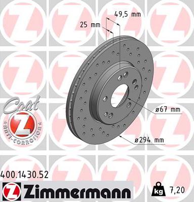 Zimmermann 400.1430.52 - Тормозной диск unicars.by