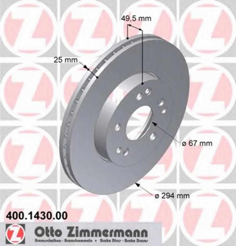 Zimmermann 400 1430 00 - Тормозной диск unicars.by