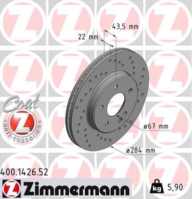 Zimmermann 400.1426.52 - Тормозной диск unicars.by