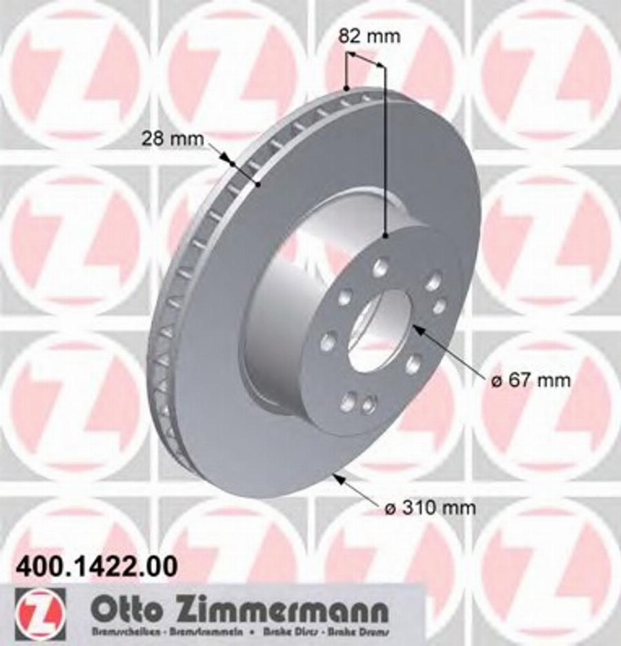 Zimmermann 400 1422 00 - Тормозной диск unicars.by