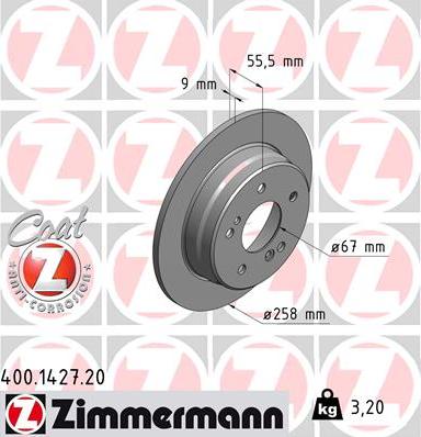 Zimmermann 400.1427.20 - Тормозной диск unicars.by