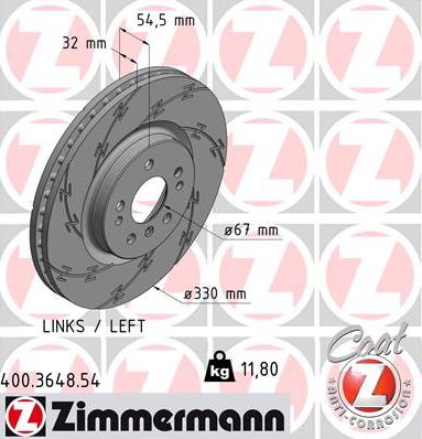 Zimmermann 400.3648.54 - Тормозной диск unicars.by