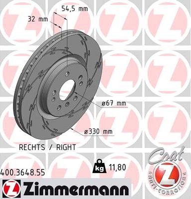 Zimmermann 400.3648.55 - Тормозной диск unicars.by