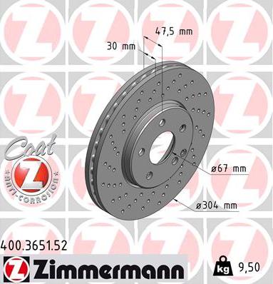 Zimmermann 400.3651.52 - Тормозной диск unicars.by