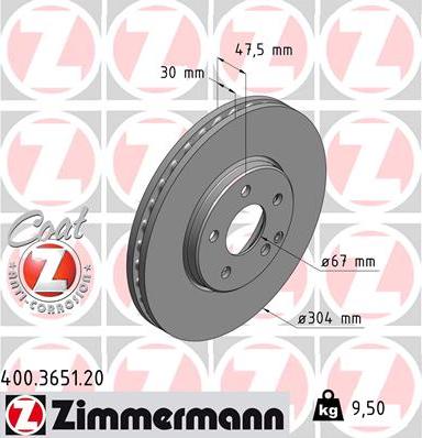 Zimmermann 400.3651.20 - Тормозной диск unicars.by