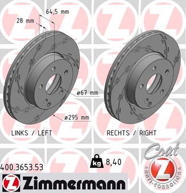 Zimmermann 400.3653.53 - Тормозной диск unicars.by