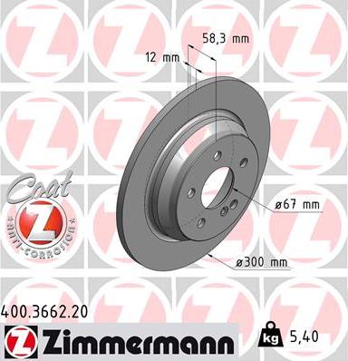 Zimmermann 400.3662.20 - Тормозной диск unicars.by