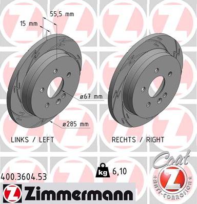 Zimmermann 400.3604.53 - Тормозной диск unicars.by