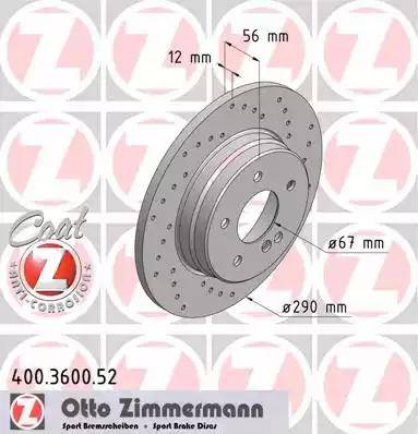 Zimmermann 400.3600.52 - Тормозной диск unicars.by