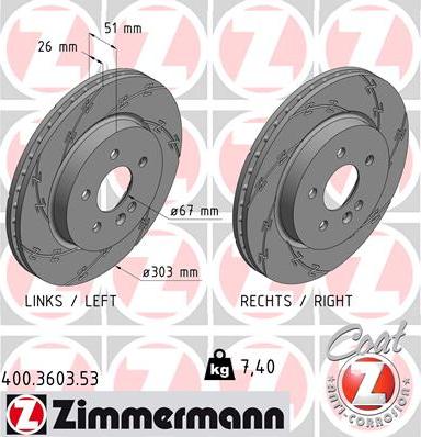 Zimmermann 400.3603.53 - Тормозной диск unicars.by