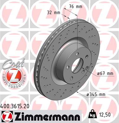 Zimmermann 400.3615.20 - Тормозной диск unicars.by