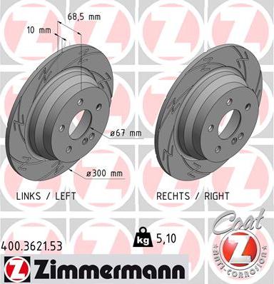 Zimmermann 400.3621.53 - Тормозной диск unicars.by