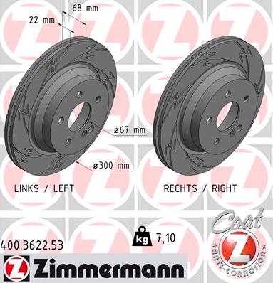 Zimmermann 400.3622.53 - Тормозной диск unicars.by