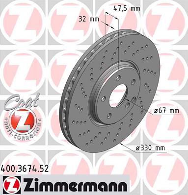 Zimmermann 400.3674.52 - Тормозной диск unicars.by