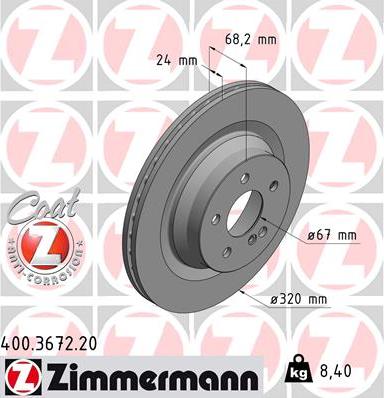 Zimmermann 400.3672.20 - Тормозной диск unicars.by