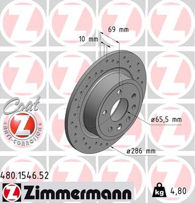 Zimmermann 480.1546.52 - Тормозной диск unicars.by