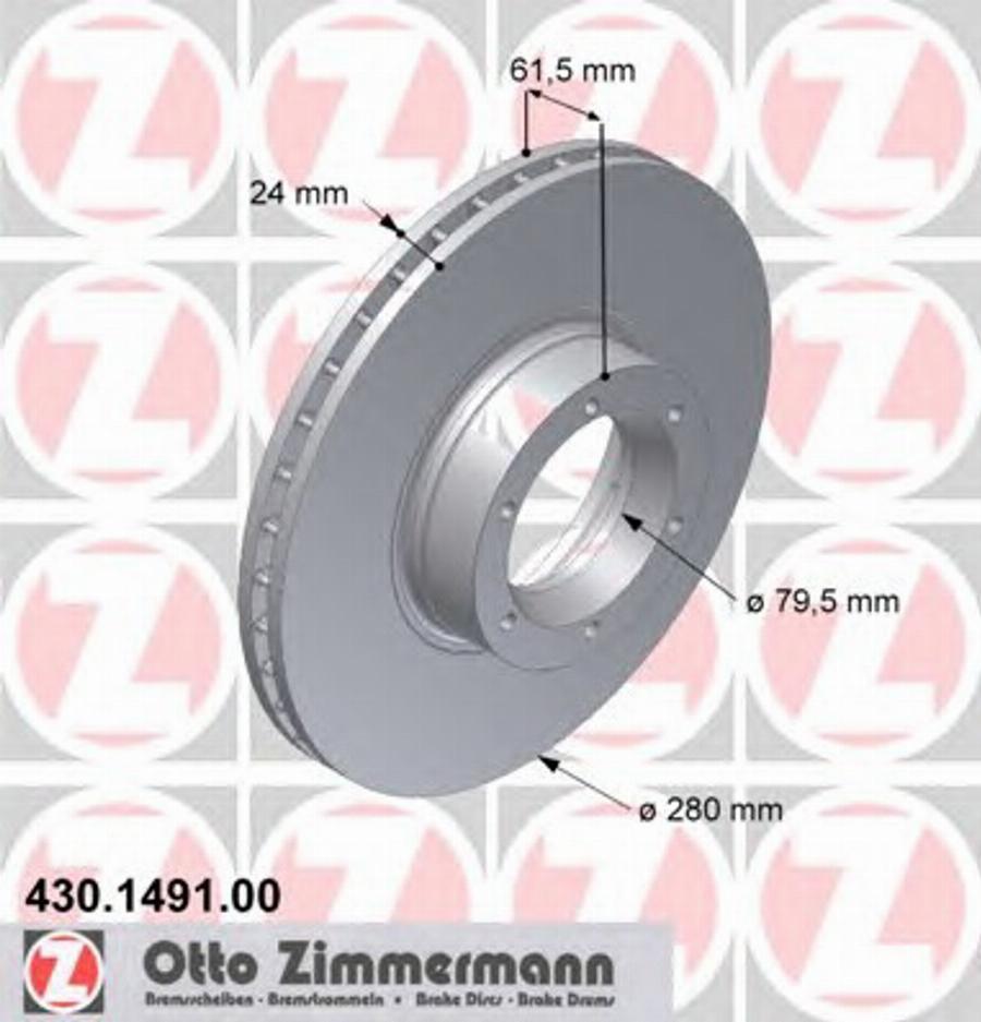 Zimmermann 430.1491.00 - Тормозной диск unicars.by