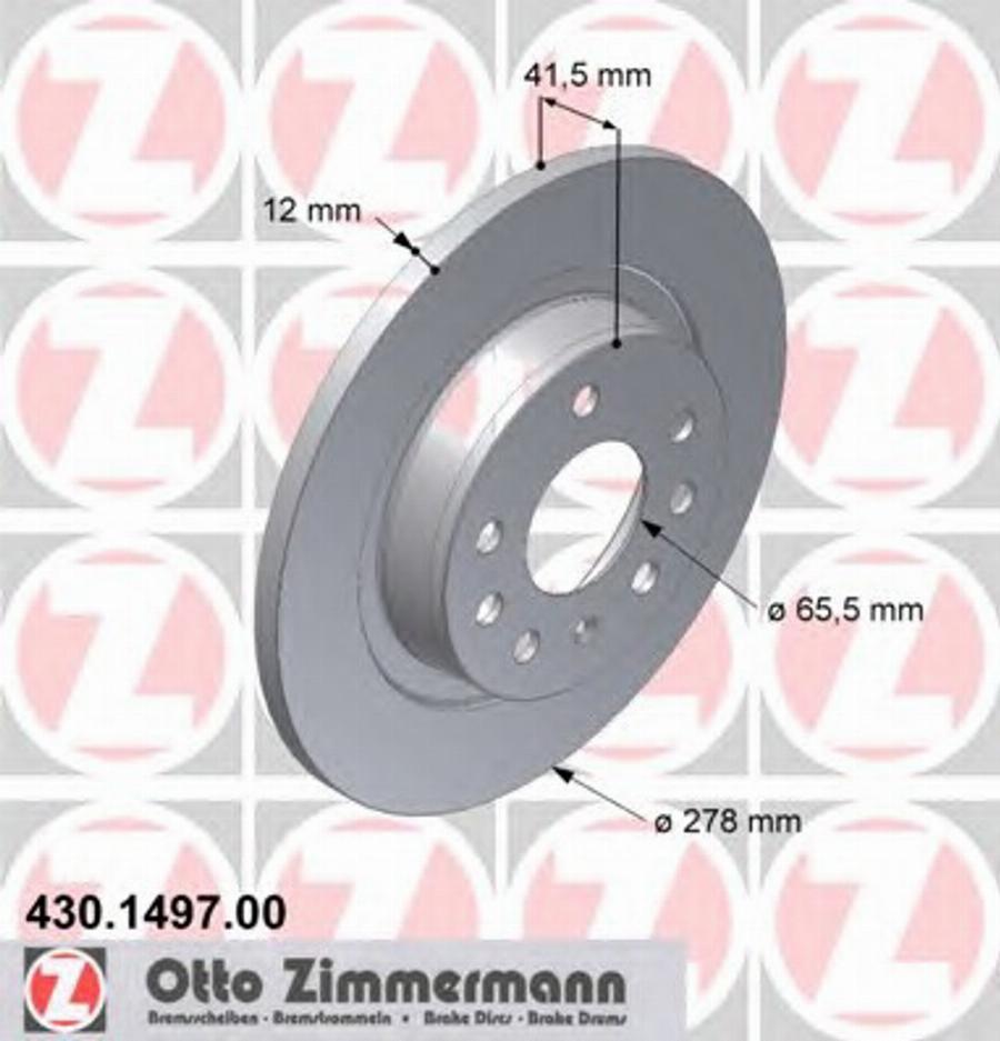 Zimmermann 430.1497.00 - Тормозной диск unicars.by