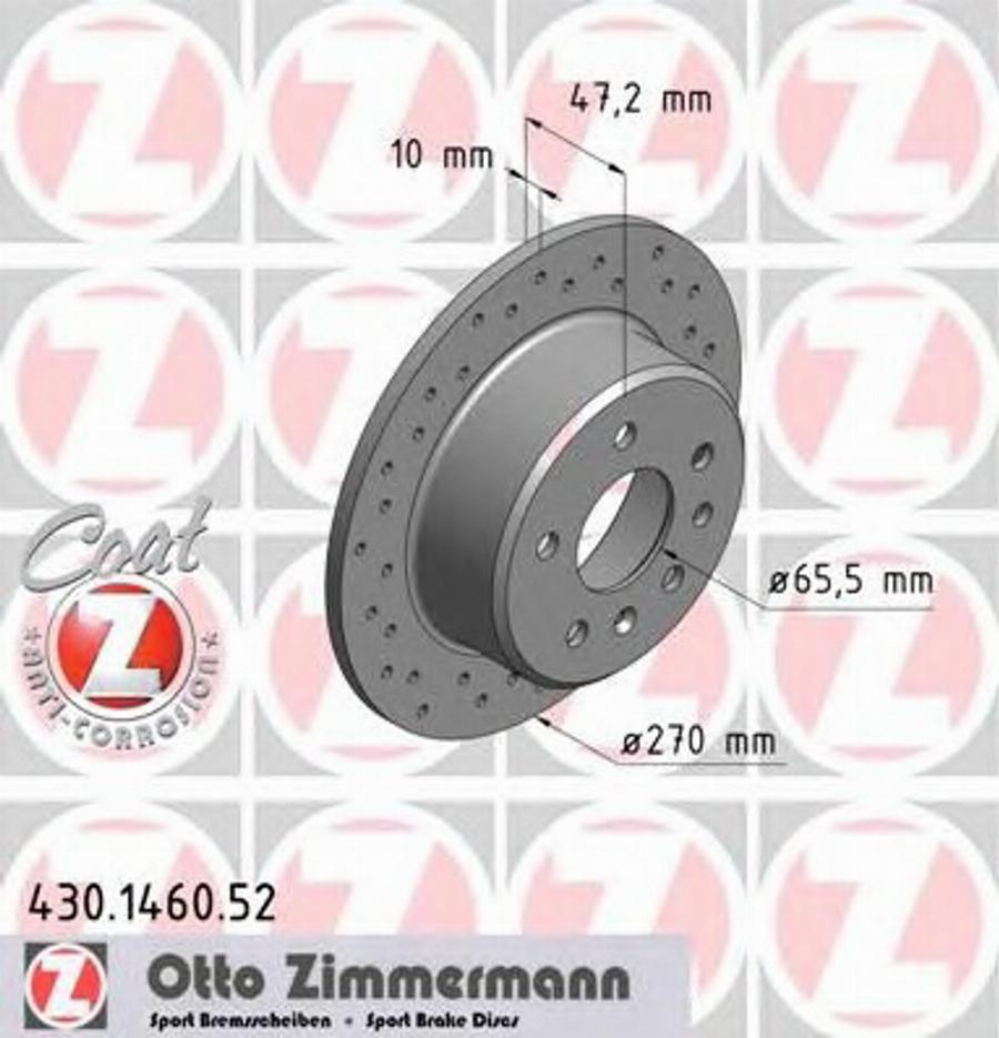 Zimmermann 430.1460.52 - Тормозной диск unicars.by