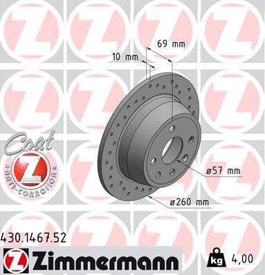 Zimmermann 430.1467.52 - Тормозной диск unicars.by