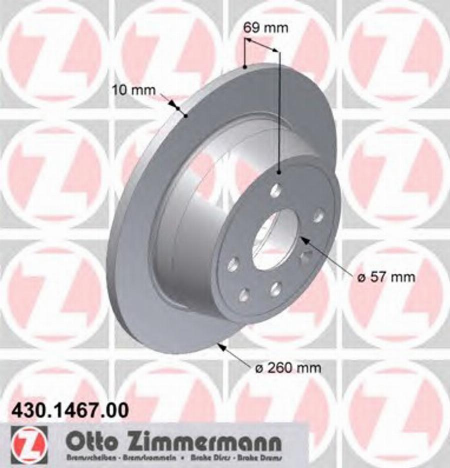 Zimmermann 430.1467.00 - Тормозной диск unicars.by