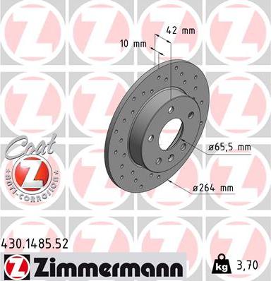 Zimmermann 430.1485.52 - Тормозной диск unicars.by