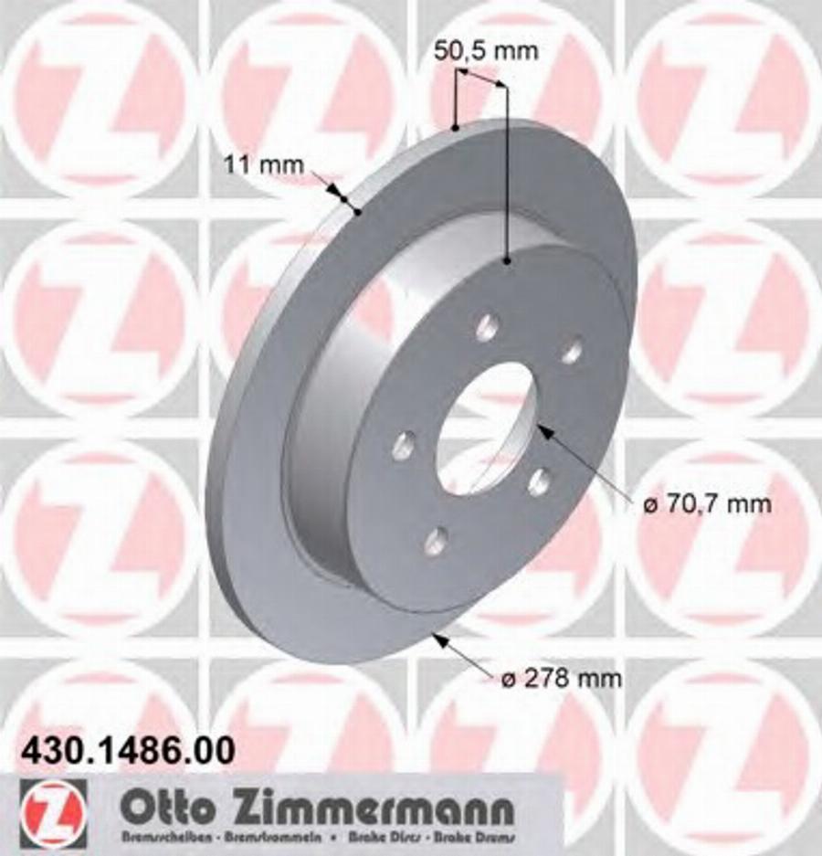 Zimmermann 430.1486.00 - Тормозной диск unicars.by