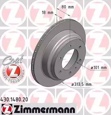 Zimmermann 430.1480.20 - Тормозной диск unicars.by