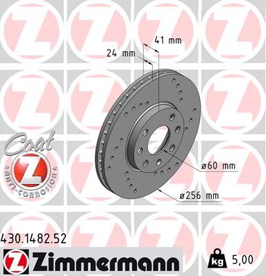 Zimmermann 430.1482.52 - Тормозной диск unicars.by