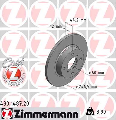 Zimmermann 430.1487.20 - Тормозной диск unicars.by