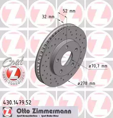 Zimmermann 430.1479.52 - Тормозной диск unicars.by