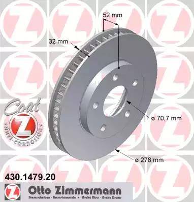 Zimmermann 430.1479.20 - Тормозной диск unicars.by