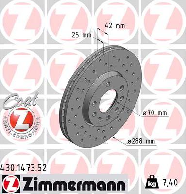 Zimmermann 430.1473.52 - Тормозной диск unicars.by