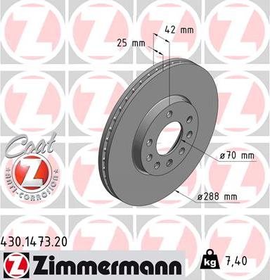 Zimmermann 430.1473.20 - Тормозной диск unicars.by