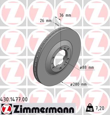 Zimmermann 430.1477.00 - Тормозной диск unicars.by