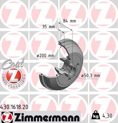 Zimmermann 430.1618.20 - Тормозной барабан unicars.by