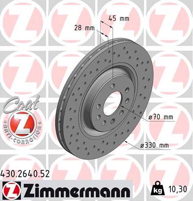 Zimmermann 430.2640.52 - Тормозной диск unicars.by