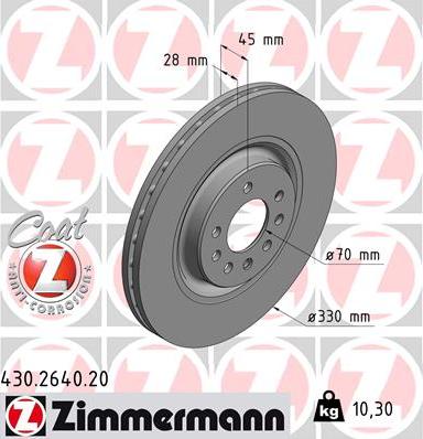 Zimmermann 430.2640.20 - Тормозной диск unicars.by