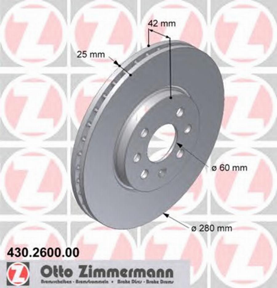 Zimmermann 430.2600.00 - Тормозной диск unicars.by