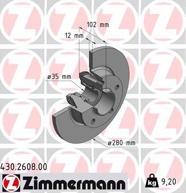 Zimmermann 430.2608.00 - Тормозной диск unicars.by