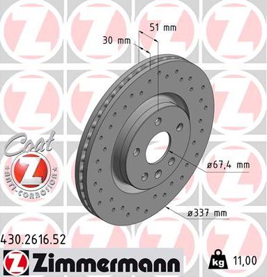 Zimmermann 430.2616.52 - Тормозной диск unicars.by