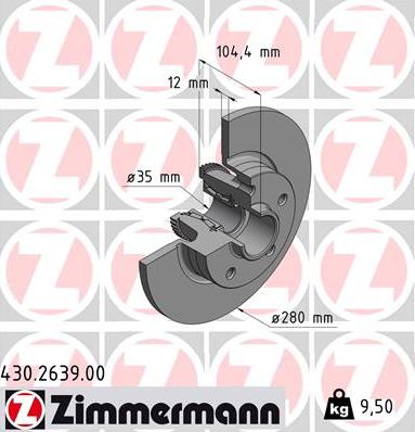 Zimmermann 430.2639.00 - Тормозной диск unicars.by