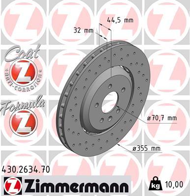 Zimmermann 430.2634.70 - Тормозной диск unicars.by