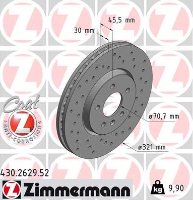 Zimmermann 430.2629.52 - Тормозной диск unicars.by