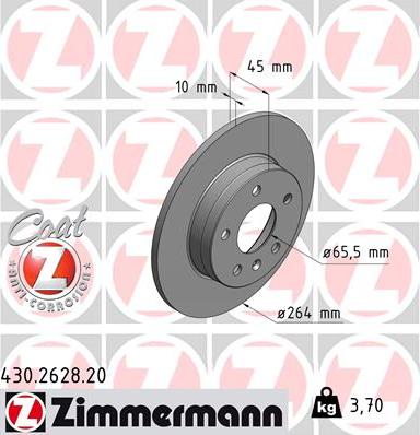 Zimmermann 430.2628.20 - Тормозной диск unicars.by