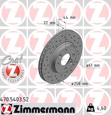 Zimmermann 470.5403.52 - Тормозной диск unicars.by